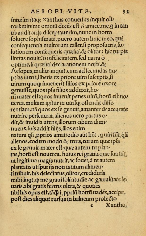 Scan 0039 of Aesopi Phrygis Fabellae Graece & Latine, cum alijs opusculis, quorum index proxima refertur pagella.