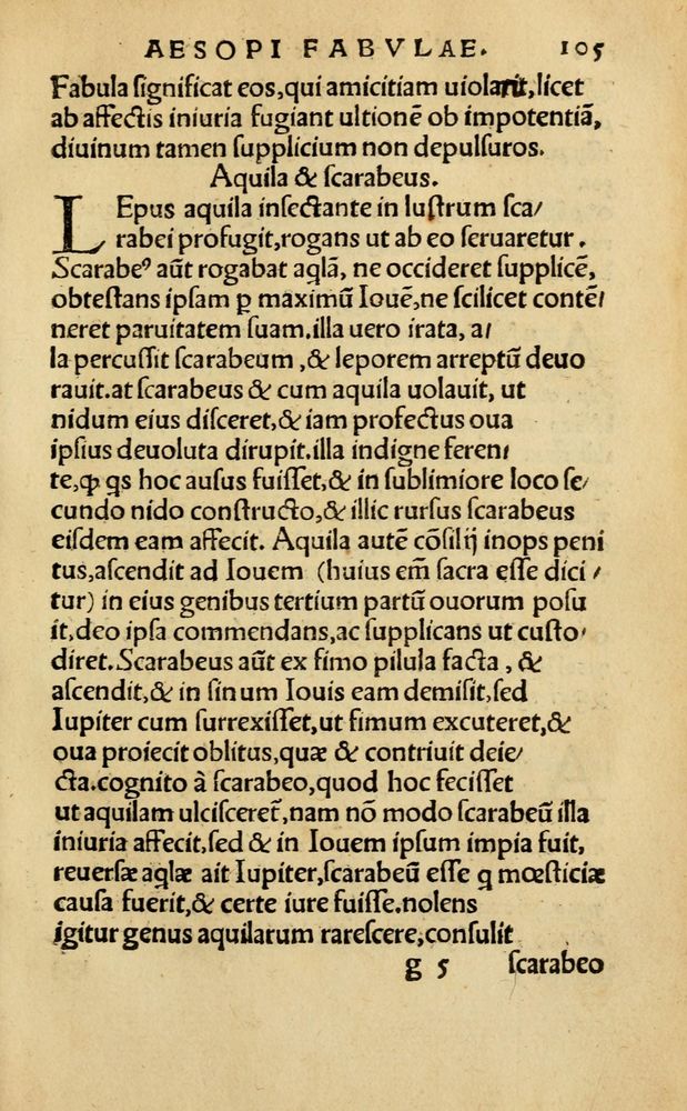 Scan 0111 of Aesopi Phrygis Fabellae Graece & Latine, cum alijs opusculis, quorum index proxima refertur pagella.