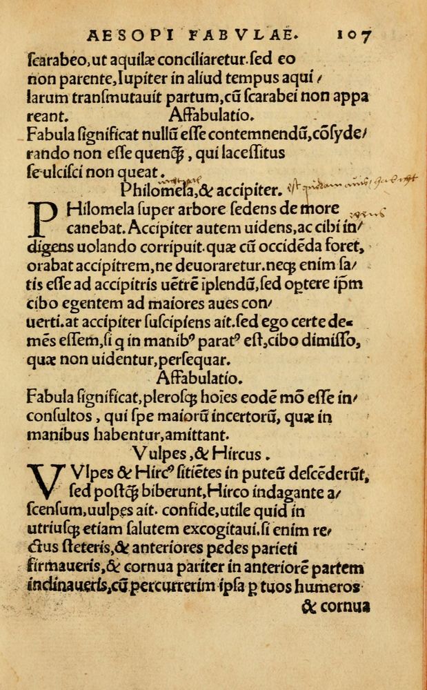 Scan 0113 of Aesopi Phrygis Fabellae Graece & Latine, cum alijs opusculis, quorum index proxima refertur pagella.