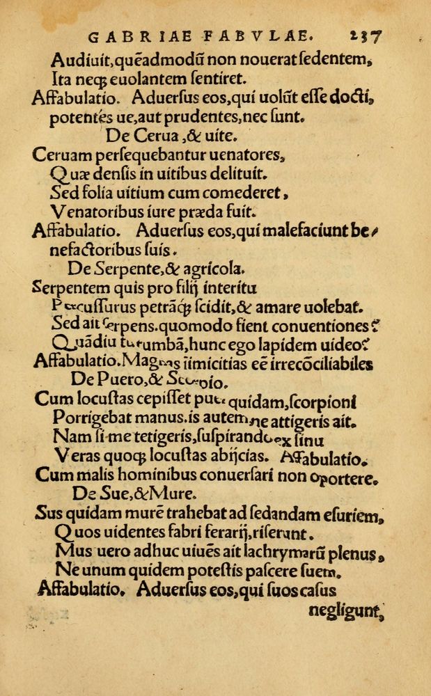 Scan 0243 of Aesopi Phrygis Fabellae Graece & Latine, cum alijs opusculis, quorum index proxima refertur pagella.