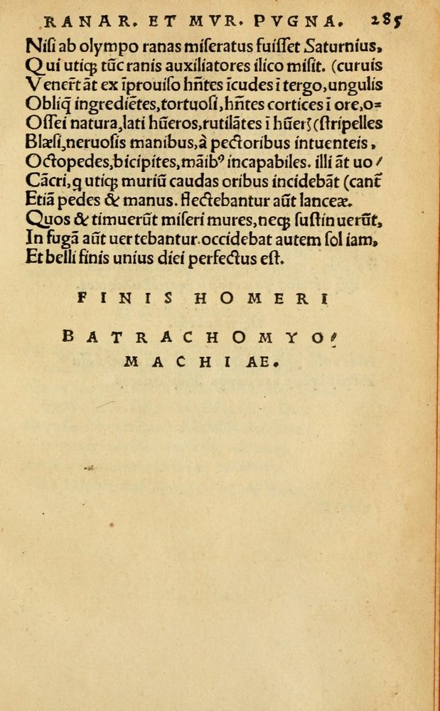 Scan 0291 of Aesopi Phrygis Fabellae Graece & Latine, cum alijs opusculis, quorum index proxima refertur pagella.