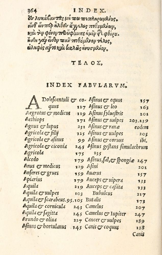 Scan 0372 of Aesopi Phrygis Fabulae græce et latinè