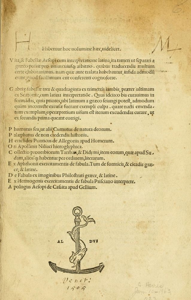 Scan 0005 of Habentur hoc uolumine hæc, uidelicet. Vita, & Fabellæ Aesopi cum interpretatione latina