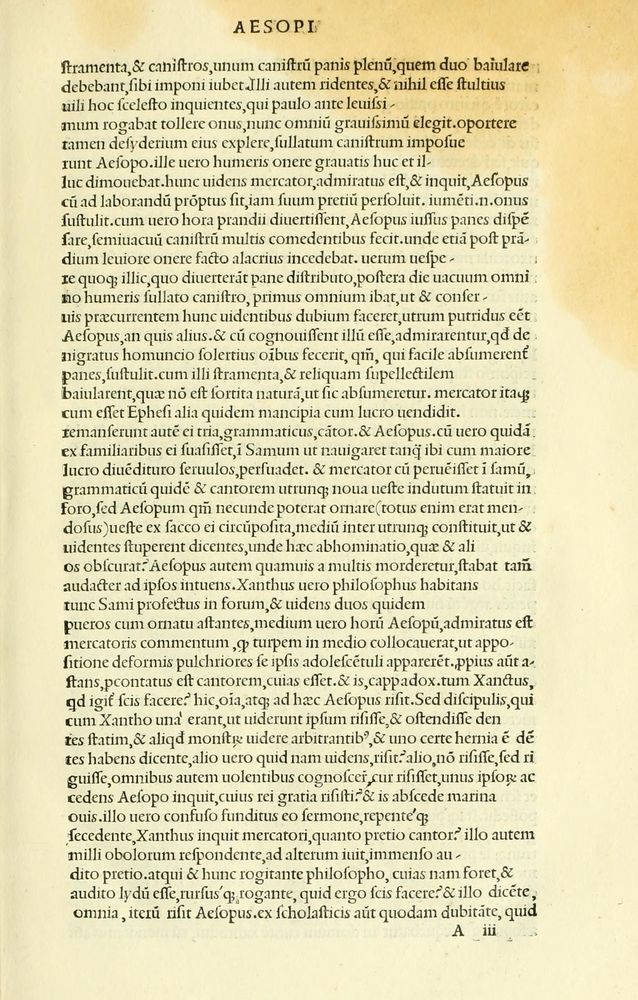 Scan 0015 of Habentur hoc uolumine hæc, uidelicet. Vita, & Fabellæ Aesopi cum interpretatione latina
