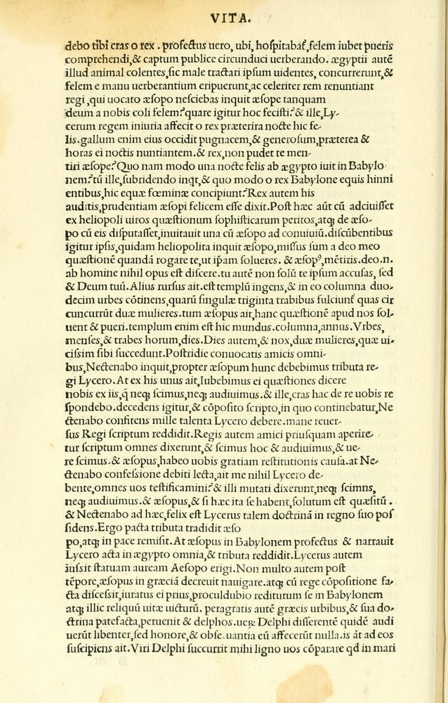 Scan 0046 of Habentur hoc uolumine hæc, uidelicet. Vita, & Fabellæ Aesopi cum interpretatione latina