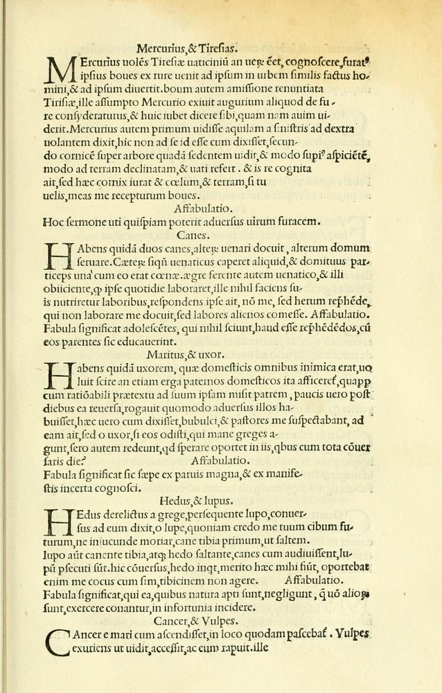 Scan 0093 of Habentur hoc uolumine hæc, uidelicet. Vita, & Fabellæ Aesopi cum interpretatione latina
