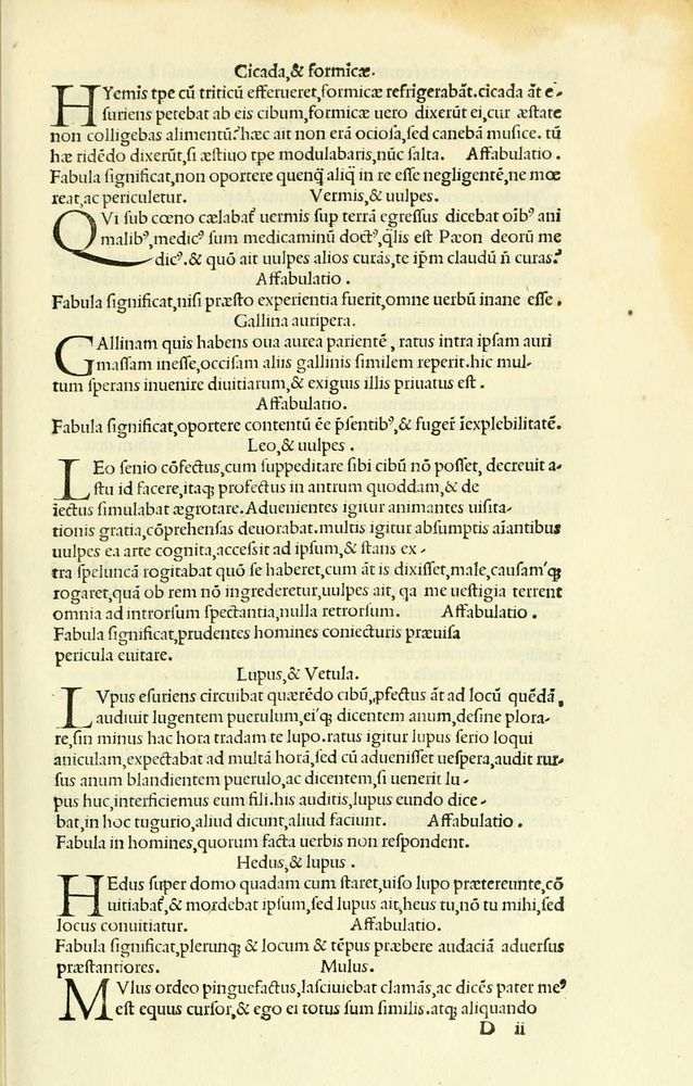 Scan 0109 of Habentur hoc uolumine hæc, uidelicet. Vita, & Fabellæ Aesopi cum interpretatione latina