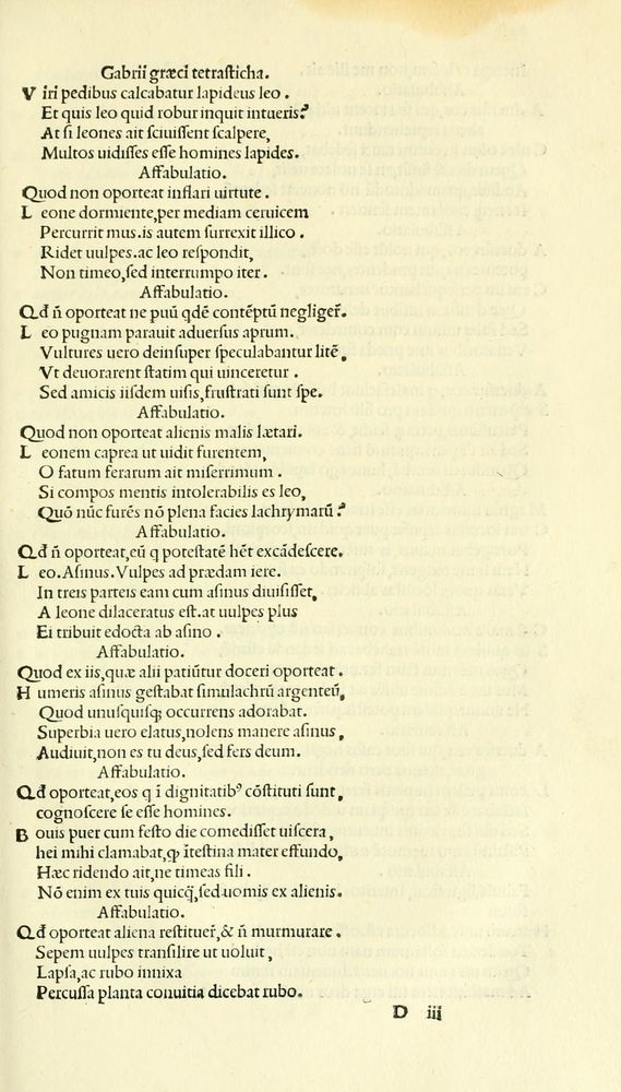 Scan 0113 of Habentur hoc uolumine hæc, uidelicet. Vita, & Fabellæ Aesopi cum interpretatione latina
