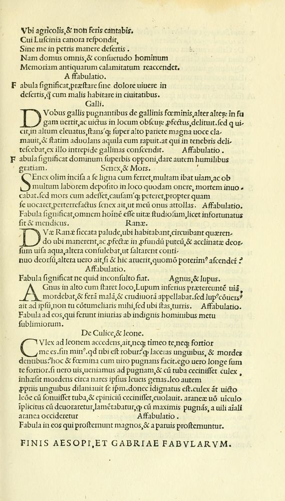 Scan 0127 of Habentur hoc uolumine hæc, uidelicet. Vita, & Fabellæ Aesopi cum interpretatione latina